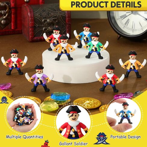 Wesiti 50 PCS Mini Pirate التماثيل ألعاب القراصنة الصغيرة لمغامرة الهالوين تحت عنوان الحفلات اللوازم Goody Bag Fillers Cake Toppers Treasure Decor Decor in Saudi Arabia