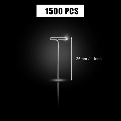 1500pcs Wig T Pins, 1in Metal Straight Head Stick T Pins for Jewelry Sewing Wig Making Fabric Blocking Knitting Quilting Crochet and Picture Hanging DIY Crafts Supplies in Saudi Arabia
