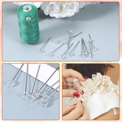 300 Pcs Crystal Corsage Boutonniere Pins 1.5 Inch Straight Head Clear Diamond Rhinestone Floral Flower Pins Elegant DIY Crafts Jewelry Sewing Decoration Accessories for Quilting Wedding in Saudi Arabia