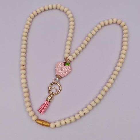 المعلم الحبل مع حامل الهوية ، أزياء خشب الحبل المزيج للخرز للمفتاح ، Boho Breakaway for Women ، لشارات الهوية امرأة المعلم ممرضة مكتب in Saudi Arabia