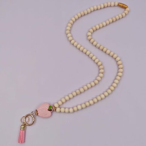 المعلم الحبل مع حامل الهوية ، أزياء خشب الحبل المزيج للخرز للمفتاح ، Boho Breakaway for Women ، لشارات الهوية امرأة المعلم ممرضة مكتب in Saudi Arabia