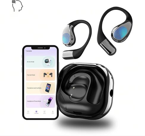AI Translation Earbuds Real Time, 3-in-1, Language Translator Earbuds, 144 Languages & Accents, ANC Noise Cancellation, Smart App Compatible with iOS & Android, Travel Business and Learning (X5 PRO) in Saudi Arabia