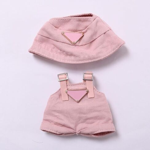 Clothes for Labubu 17cm (NO Doll) – Designer-Inspired Pink Hat & Overalls Set, Cute Labubu Clothes & Premium Dress-Up Accessories for 17cm Labubu Dolls in Saudi Arabia