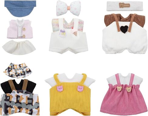 Doll Clothes Set for 17cm Dolls, 6 Fashion Outfits Multicolor Collection, Fits 6.7 Inch Mini Dolls (No Doll) in Saudi Arabia