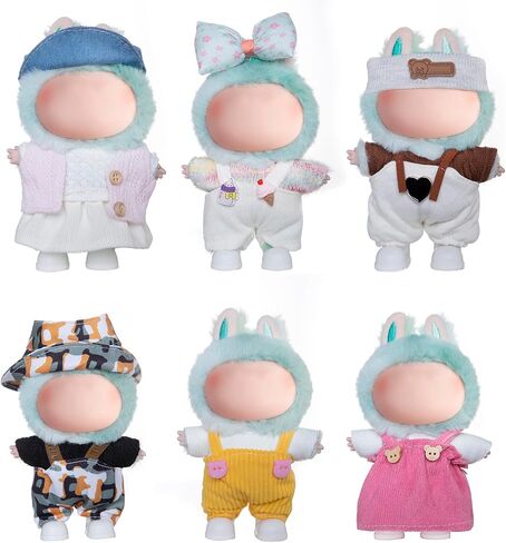 Doll Clothes Set for 17cm Dolls, 6 Fashion Outfits Multicolor Collection, Fits 6.7 Inch Mini Dolls (No Doll) in Saudi Arabia
