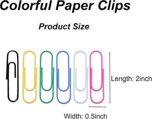 Colorful Paper Clips 300pcs 2inch Large Paperclips for Home Office School Paperwork and Document Organizing in Saudi Arabia