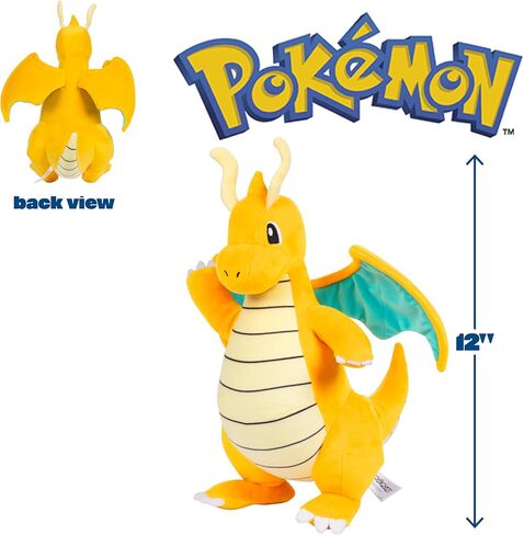 Pokémon 12" Dragonite Plush - Officially Licensed - Generation 1 Dratini & Dragonair Evolution - Authentic Soft Stuffed Animal Toy Figure - Christmas Stocking Stuffer Gift for Kids, Boys, Girls - 2+ in Saudi Arabia