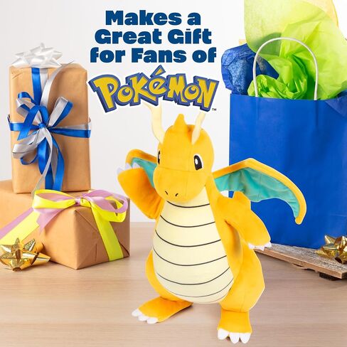 Pokémon 12" Dragonite Plush - Officially Licensed - Generation 1 Dratini & Dragonair Evolution - Authentic Soft Stuffed Animal Toy Figure - Christmas Stocking Stuffer Gift for Kids, Boys, Girls - 2+ in Saudi Arabia