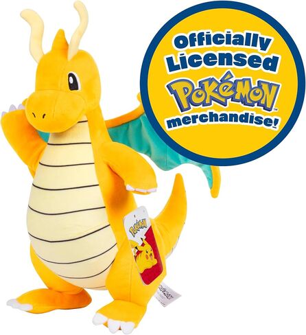 Pokémon 12" Dragonite Plush - Officially Licensed - Generation 1 Dratini & Dragonair Evolution - Authentic Soft Stuffed Animal Toy Figure - Christmas Stocking Stuffer Gift for Kids, Boys, Girls - 2+ in Saudi Arabia