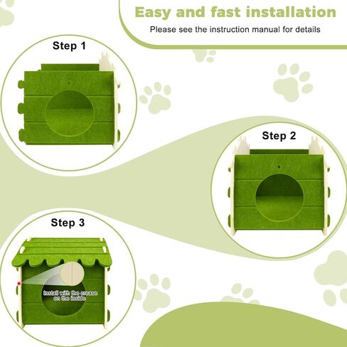 Babepets Cat House for Indoor Cats, Medium Felt Bed Cave with Ball Hanging, Foldable Detachable Cats Condo, Scratch Resistant Hideaway for Multiple Pets up to 20Lbs, House Cat Playhouse, Army Green in Saudi Arabia