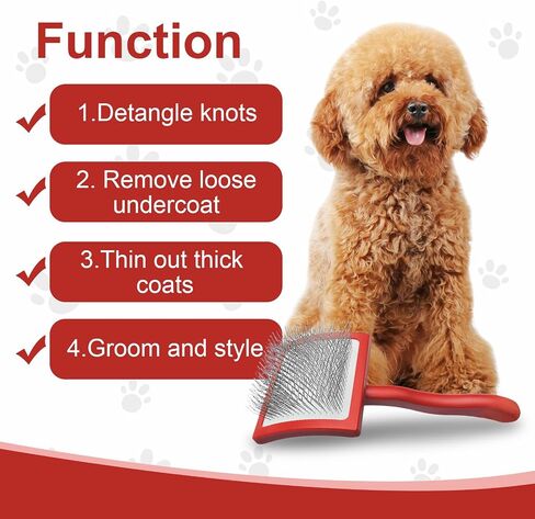 فرشاة الكلب slicker for Doodle Grooming ، فرشاة الكلاب للزلديل ، فرشاة الأليف ذات الشعر الطويل للحيوانات الأليفة لـ Goldendoodles ، labradoodles ، Bernedoodles (Red) in Kuwait