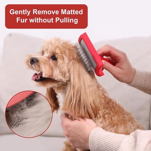 فرشاة الكلب slicker for Doodle Grooming ، فرشاة الكلاب للزلديل ، فرشاة الأليف ذات الشعر الطويل للحيوانات الأليفة لـ Goldendoodles ، labradoodles ، Bernedoodles (Red) in Kuwait
