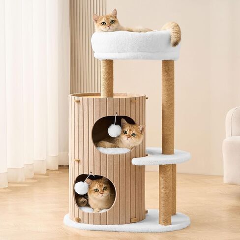 شجرة القط الحديثة للقطط الداخلية البالغة كبيرة ، 36in H Cat Condo Tower مع وظائف الخدش ، كهف سرير القط المريح ، وسائد قابلة للغسل ، كرات متدلية ، هيكل اللعب والقيلولة لجميع سلالات القطط والبني in Kuwait