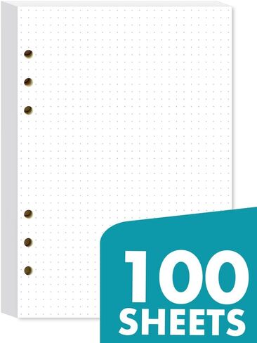 ورقة إعادة ملء شبكة A5 DOT لـ FILOFAX ، 6 ثقوب مثقوبة ، حزمة من 100 ورقة in Kuwait
