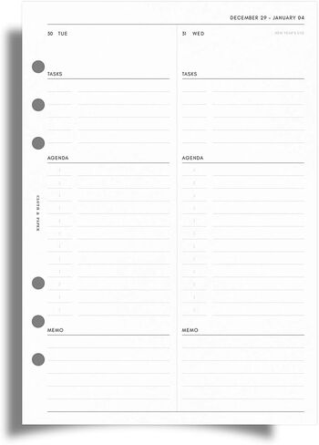 Cloth & Paper 2026 Dated Daily Planner Inserts - Monday Start | A5 Size 5.8 x 8.3 Inches | 6 Ring Planner Refills | 2 Days Per Page | Minimalist Daily Organizer Pages | Heavyweight Paper in Kuwait