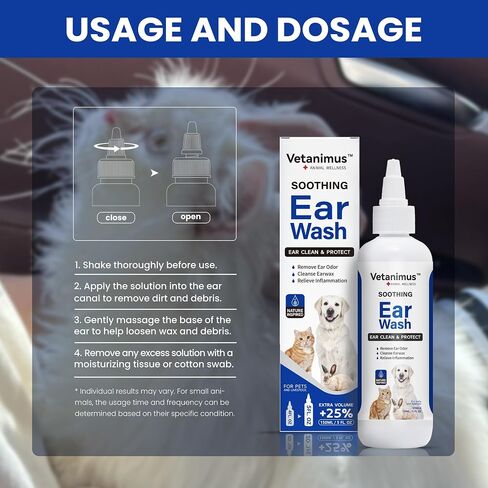 Ear Wash 150ml/5 fl.oz for Dogs, Cats and Livestock Ear Clean and Protect 1 Bottle in Kuwait