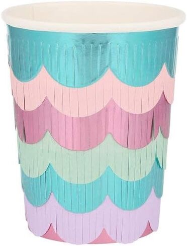Meri Meri Mermaid Scalloped Fringe Cups (Pack of 8) in Saudi Arabia