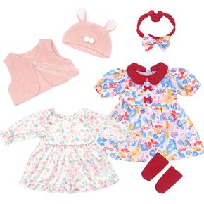 2 Set Reborn Doll Clothes for 20-22 inch Girl Dolls,6PCS Baby Doll Clothes Accessories Outfits Include Dress Coat Headband Hat Socks（No Dolls） in Kuwait