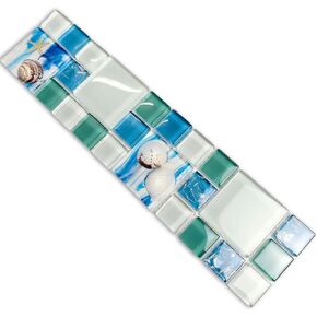بلاط الزجاج الساحلي الفسيفساء باكسبلاش باكسبلاش مع لهجات قذيفة حقيقية قزحي in Kuwait