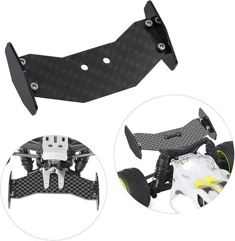 RC Car Accessories متوافقة مع LOSI Micro-B 1/24 RC للسيارات عربات التي تجرها الدواب ترقية أجزاء إكسسوارات الألياف الكربونية نمط الجناح المفسد #58737 in Saudi Arabia