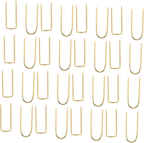 uonlytech 100pcs دبابيس u مدببة مزدوجة لخياطة وخياطة الشوكة المعدنية وضع الإبر لمجلة DIY المفروشات الزخرفة المحمولة مربع محمول Golden in Kuwait