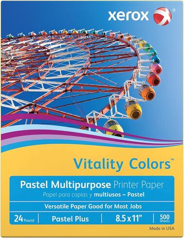 Xerox® Vitality Colors™ Pastel Plus Multipurpose Printer Paper, Letter Size, 24 Lb, 30% Recycled, Goldenrod, Ream Of 500 Sheets in Saudi Arabia