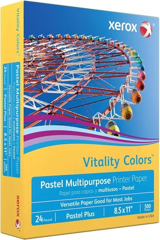 Xerox® Vitality Colors™ Pastel Plus Multipurpose Printer Paper, Letter Size, 24 Lb, 30% Recycled, Goldenrod, Ream Of 500 Sheets in Saudi Arabia