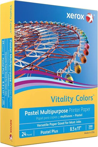 Xerox® Vitality Colors™ Pastel Plus Multipurpose Printer Paper, Letter Size, 24 Lb, 30% Recycled, Goldenrod, Ream Of 500 Sheets in Saudi Arabia