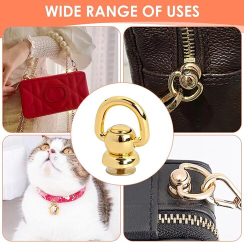 MILAKE 6 Pcs Rotatable D Rings for Purse Hardware Kit, Solid Brass Leather Rivets with Screw Posts, Hole Punch and Screwdriver for Handbag Strap Repair, Dog Collar, Sewing Craft (Gold) in Kuwait