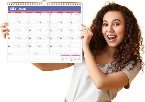 تقويم الحائط 2026-2027-18 التقويم الشهري 2026-2027 جدار ، يناير 2026-يونيو 2027 ، 14.57 '× 11.42' ، 2026 تقويم مع كتل محكم ، ورق سميك ، عطلات ، ملاحظات المهام ، in Kuwait
