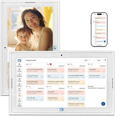 15.6"Digital Calendar & Chore Chart,1080P Full HD WiFi Smart Touchscreen Interactive Display for Family Schedules and Meal Planning,32G AI Picture Frames Function Include Desk Stand & Wall Mountable in Saudi Arabia