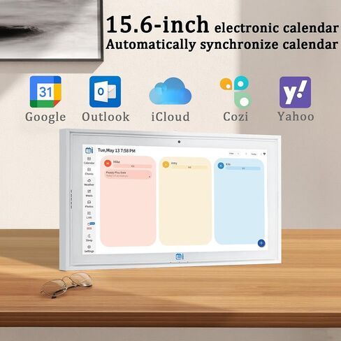 15.6"Digital Calendar & Chore Chart,1080P Full HD WiFi Smart Touchscreen Interactive Display for Family Schedules and Meal Planning,32G AI Picture Frames Function Include Desk Stand & Wall Mountable in Saudi Arabia