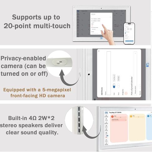 15.6"Digital Calendar & Chore Chart,1080P Full HD WiFi Smart Touchscreen Interactive Display for Family Schedules and Meal Planning,32G AI Picture Frames Function Include Desk Stand & Wall Mountable in Saudi Arabia