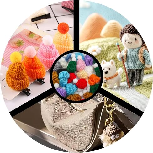 pson 28Pcs Mini Knitting Hats, Tiny Doll Hats for Christmas Tree Ornaments, DIY Crafts, Hair Accessories, Holiday Decorations(Assorted Colors) in Kuwait