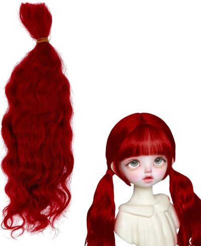 PH Pandahall Doll Doll شعر مستعار Red Mohair Hairs Sefts Soft Curly Hair تمثال شعر مستعار الشعر الاصطناعية لدمى الدمى DIL in Saudi Arabia