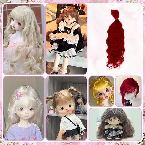 PH Pandahall Doll Doll شعر مستعار Red Mohair Hairs Sefts Soft Curly Hair تمثال شعر مستعار الشعر الاصطناعية لدمى الدمى DIL in Saudi Arabia