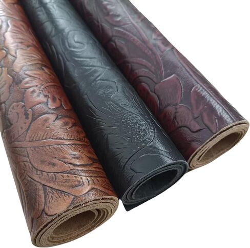Embossed Leather Pieces with Floral Pattern, Decorative Textured Material, Multiple Sizes to Choose from (Wine red 8 x 12 inches) in Saudi Arabia