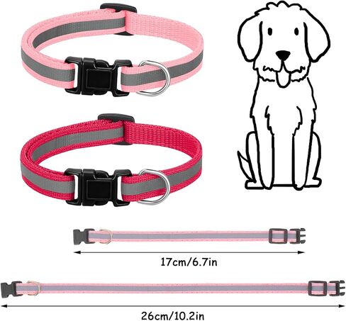 16 Pack Puppy Collars for Litter, Reflective Puppy Collars Adjustable Puppy ID Collars Soft Nylon Whelping Collars for Newborn Litter Puppy Pets-Reflective in Kuwait