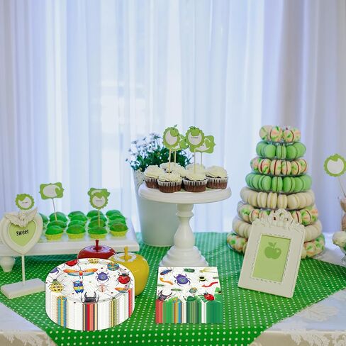 Bugs Party Plates and Napkins for 40 Guests 80 Pcs Ladybugs Bee Reptile Party Supplies Disposable Tableware Set Bow Plates and Napkins for Nature Insect Theme Birthday Baby Shower Party Supplies in Saudi Arabia