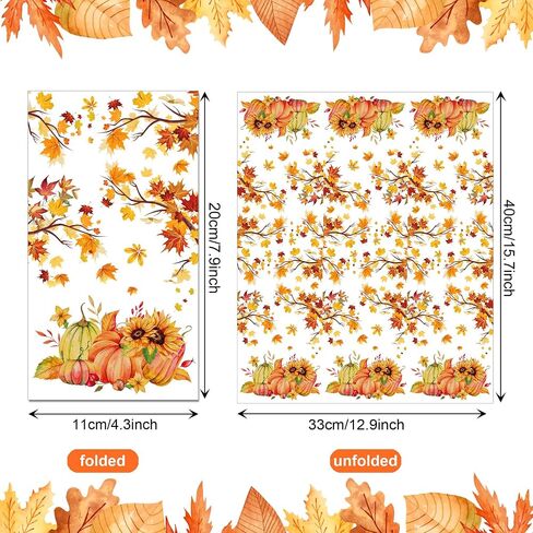 40PCS Fall Paper Napkins Decorations Thanksgiving Guest Napkins with Autumn Leaf, Pumpkin Luncheon & Sunflower Designs Decorative Papers Napkin for Autumn Thanksgiving Party Supplies, 4.3x7.9 Inch in Saudi Arabia