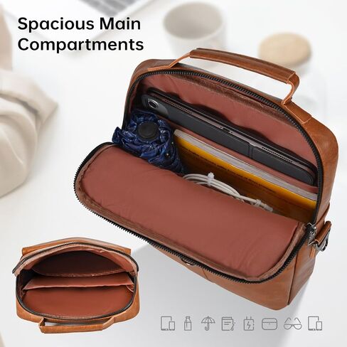 13 Inch Laptop Leather Sleeve for 2025-2022 MacBook Air 13 M4 M3 M2 A3240 A3113 A2681, Protective Carrying Bag Shoulder Travel Case with Handle Accessory Pockets, Black in Saudi Arabia