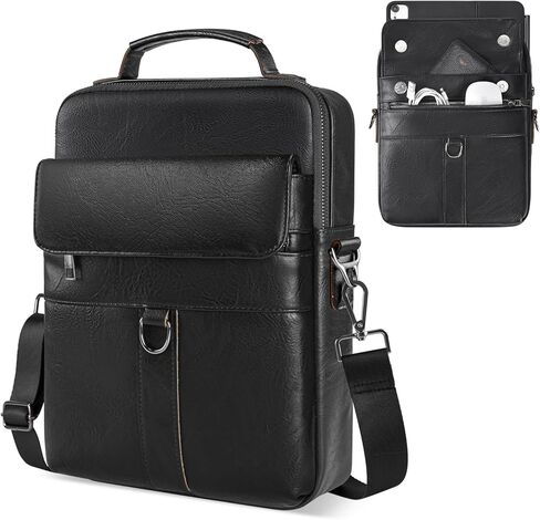 13 Inch Laptop Leather Sleeve for 2025-2022 MacBook Air 13 M4 M3 M2 A3240 A3113 A2681, Protective Carrying Bag Shoulder Travel Case with Handle Accessory Pockets, Black in Saudi Arabia