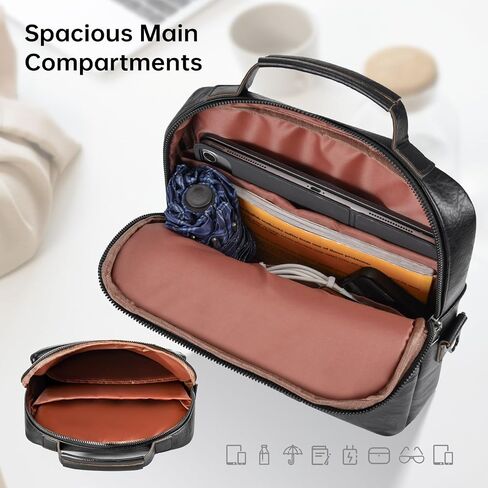 13 Inch Laptop Leather Sleeve for 2025-2022 MacBook Air 13 M4 M3 M2 A3240 A3113 A2681, Protective Carrying Bag Shoulder Travel Case with Handle Accessory Pockets, Black in Saudi Arabia