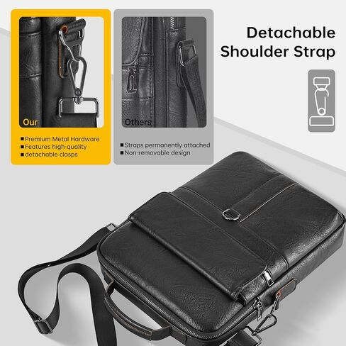 13 Inch Laptop Leather Sleeve for 2025-2022 MacBook Air 13 M4 M3 M2 A3240 A3113 A2681, Protective Carrying Bag Shoulder Travel Case with Handle Accessory Pockets, Black in Saudi Arabia