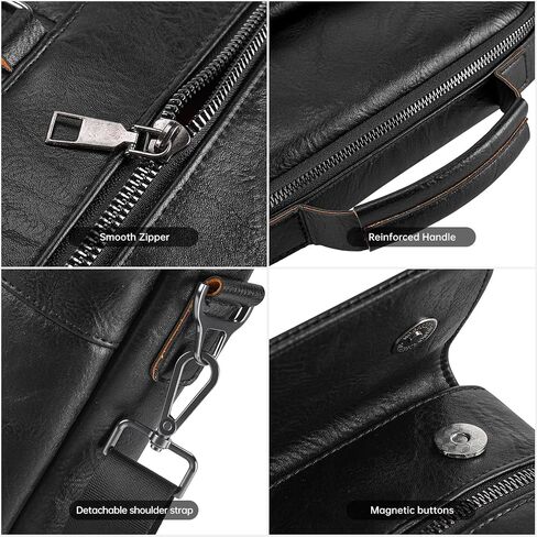 13 Inch Laptop Leather Sleeve for 2025-2022 MacBook Air 13 M4 M3 M2 A3240 A3113 A2681, Protective Carrying Bag Shoulder Travel Case with Handle Accessory Pockets, Black in Saudi Arabia