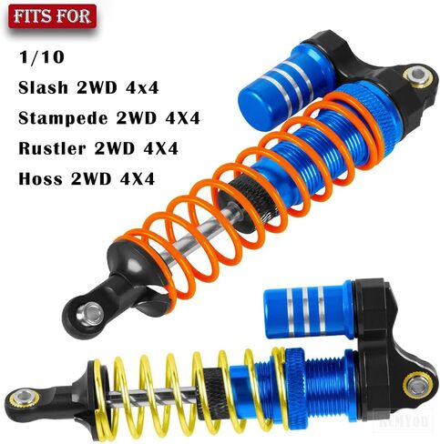 RC Aluminium الأمامي الخلفي BIRE BORE RC RUCK ERDARDERS PRORDRADERS لـ 1/10 SLASH ، Stampede ، Rustler ، Hoss 2WD 4x4 VXL ، Alloy 4PCS RC Shocks w/Golden Spring ، Navy Blue in Saudi Arabia