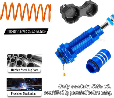 RC Aluminium الأمامي الخلفي BIRE BORE RC RUCK ERDARDERS PRORDRADERS لـ 1/10 SLASH ، Stampede ، Rustler ، Hoss 2WD 4x4 VXL ، Alloy 4PCS RC Shocks w/Golden Spring ، Navy Blue in Saudi Arabia