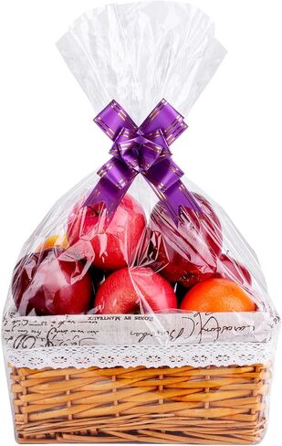15Pack Clear Basket Bags, Large Cellophane Gift Bag For Baskets,16x24 Inch Cellophane Bags,2 Mil Thick,For Gift Giving, Packaging Products,Fits a 9 Inch Round Tray or 7 Inch Square Box With Ease in Kuwait