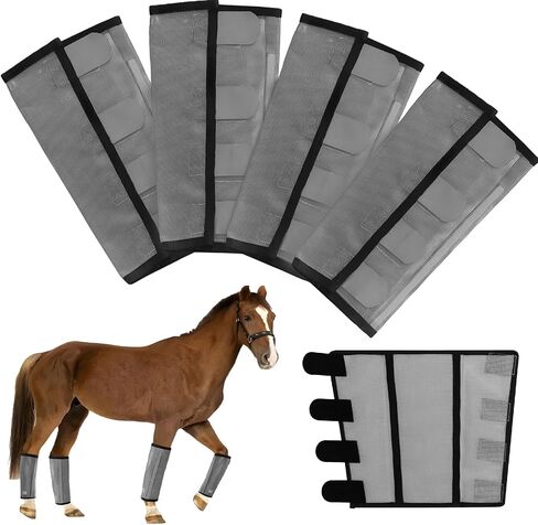 Mesh Horse Fly Boots Set of 4，Adjustable and Universal Loose Fitting & Non-Slip Horse Fly Leggings for Horses,Reduce Stressful Stomping (Pink) in Kuwait