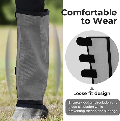Mesh Horse Fly Boots Set of 4，Adjustable and Universal Loose Fitting & Non-Slip Horse Fly Leggings for Horses,Reduce Stressful Stomping (Pink) in Kuwait